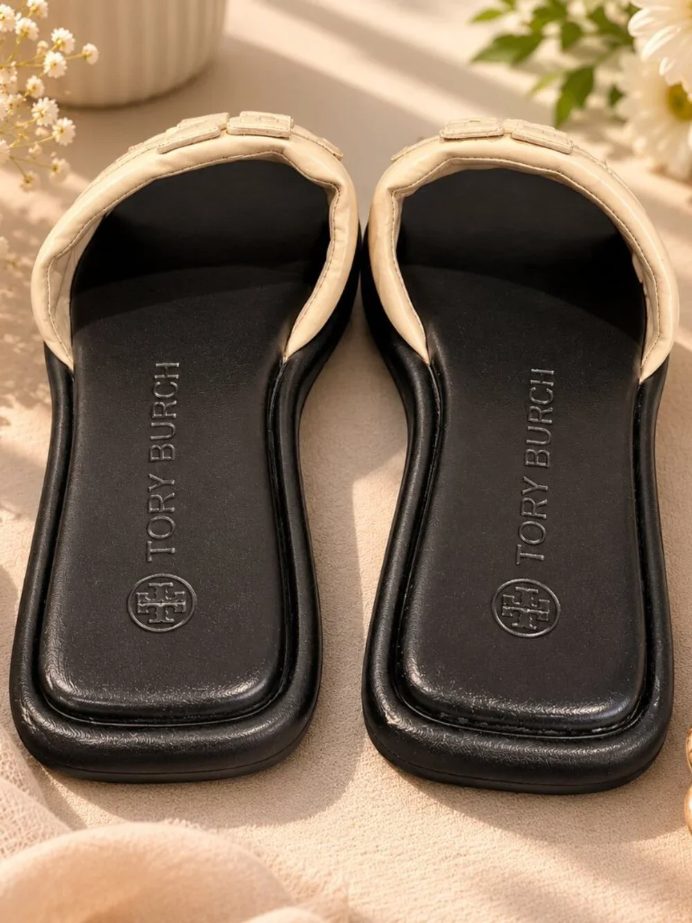 Tory Burch Double T Sport Slide Cream/Gold